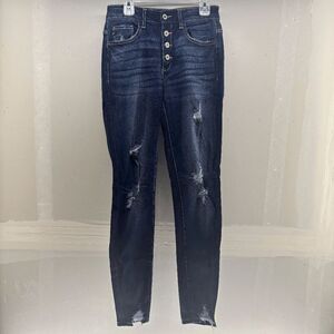 KANCAN Los Angeles Button Fly Skinny Jeans KC6192D Distressed Stretch Size W5/27